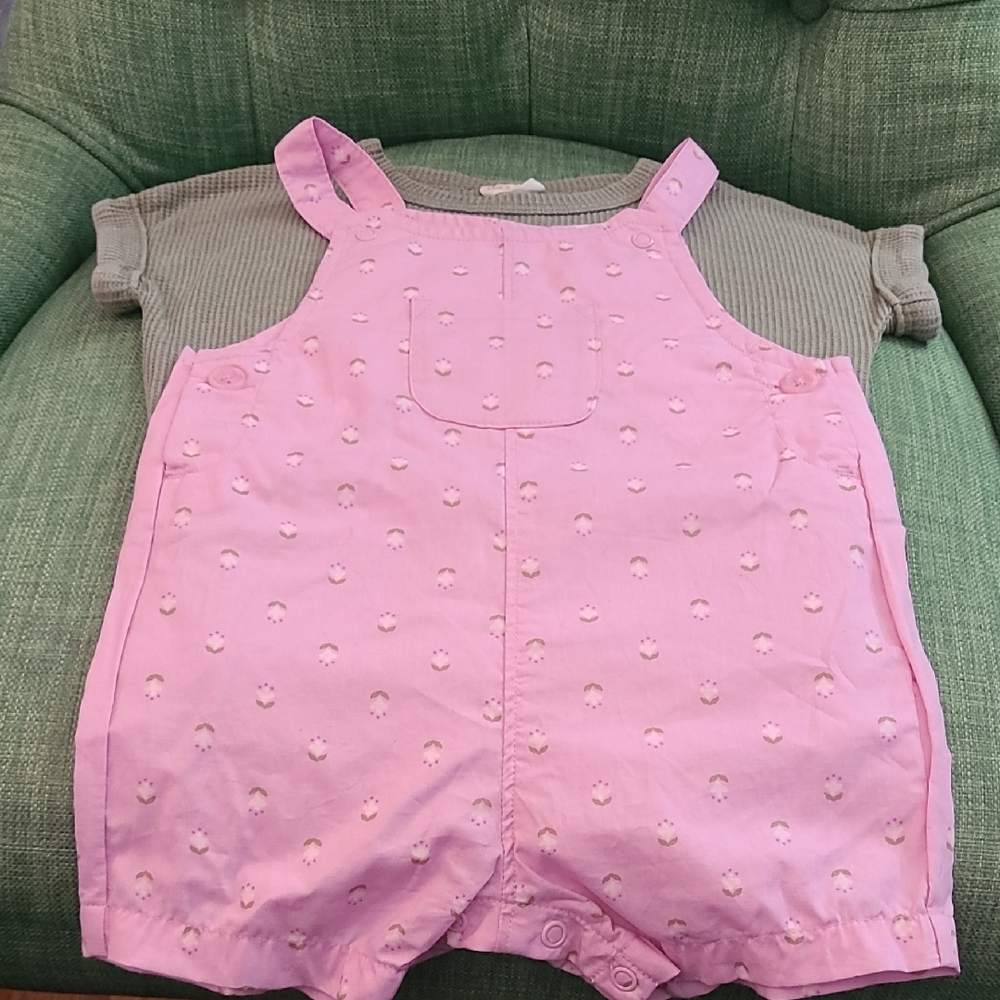 Pink Kids Overalls With Shirt